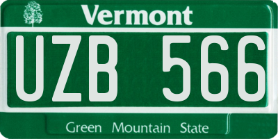 VT license plate UZB566