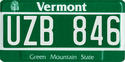 VT license plate UZB846