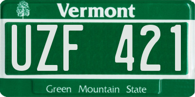 VT license plate UZF421