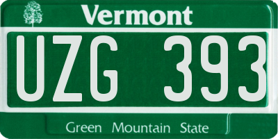 VT license plate UZG393