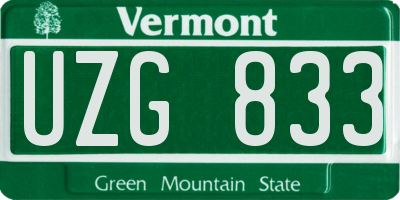 VT license plate UZG833