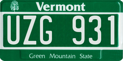 VT license plate UZG931