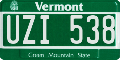 VT license plate UZI538