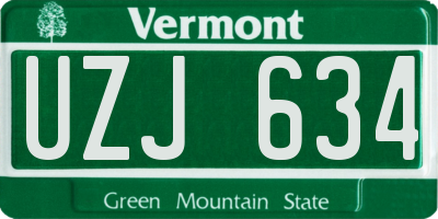 VT license plate UZJ634