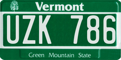 VT license plate UZK786