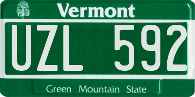 VT license plate UZL592