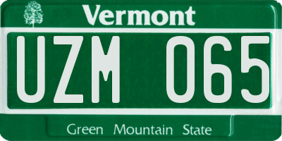 VT license plate UZM065
