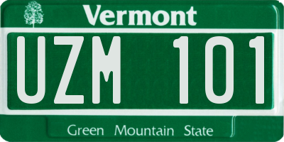 VT license plate UZM101
