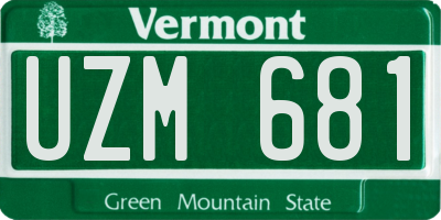 VT license plate UZM681
