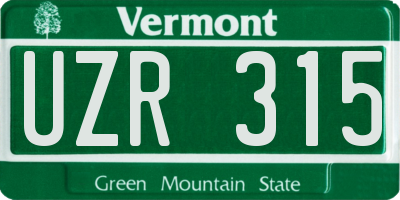 VT license plate UZR315