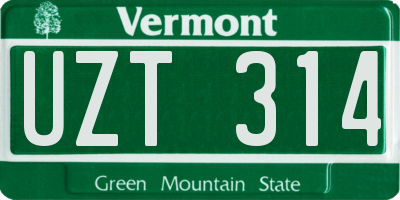 VT license plate UZT314