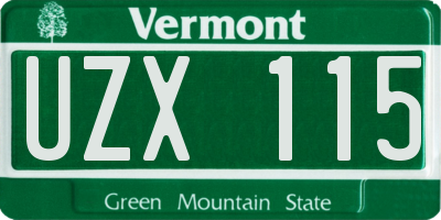 VT license plate UZX115