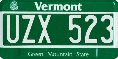 VT license plate UZX523