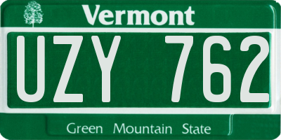 VT license plate UZY762