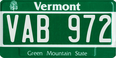 VT license plate VAB972