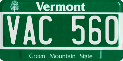 VT license plate VAC560