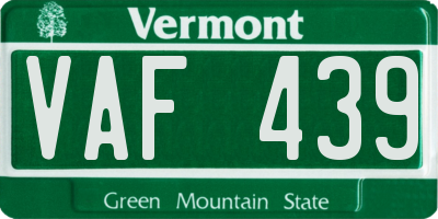 VT license plate VAF439