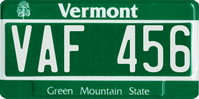 VT license plate VAF456