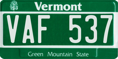 VT license plate VAF537