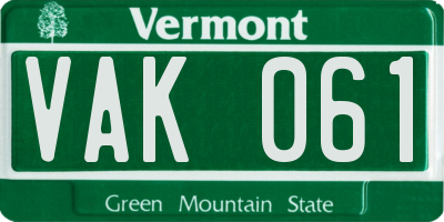 VT license plate VAK061