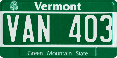 VT license plate VAN403