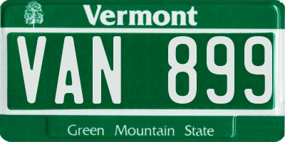 VT license plate VAN899