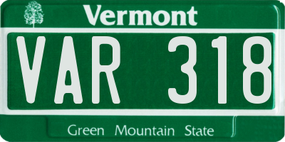 VT license plate VAR318