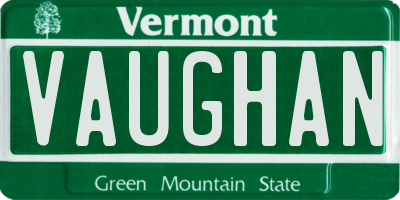 VT license plate VAUGHAN