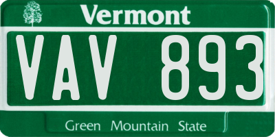 VT license plate VAV893