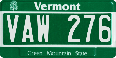 VT license plate VAW276