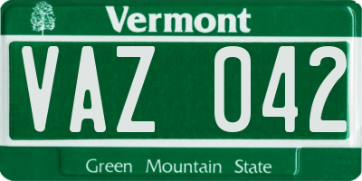 VT license plate VAZ042