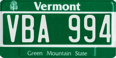 VT license plate VBA994