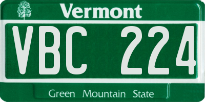 VT license plate VBC224