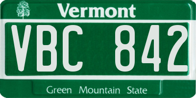 VT license plate VBC842
