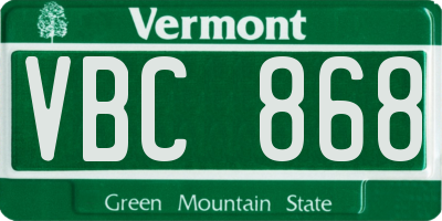 VT license plate VBC868