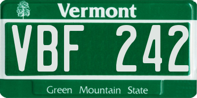 VT license plate VBF242