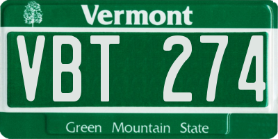 VT license plate VBT274