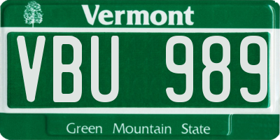 VT license plate VBU989