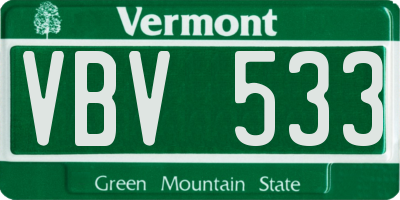 VT license plate VBV533