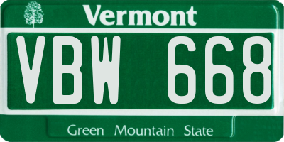 VT license plate VBW668