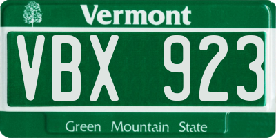 VT license plate VBX923