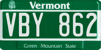 VT license plate VBY862