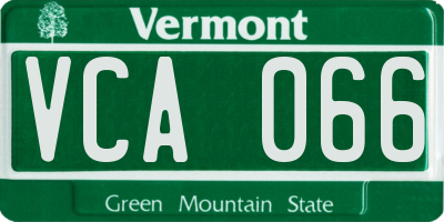 VT license plate VCA066