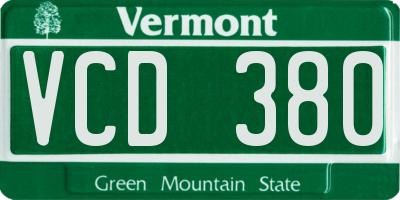VT license plate VCD380