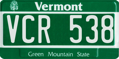 VT license plate VCR538