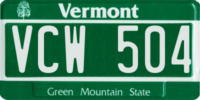 VT license plate VCW504