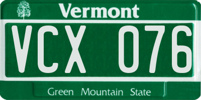 VT license plate VCX076
