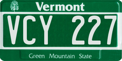 VT license plate VCY227