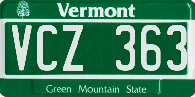 VT license plate VCZ363