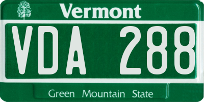 VT license plate VDA288